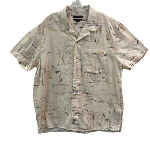 Banana Republic Relaxed Fit Organic Cotton Button Down Shirt Western Print XL
